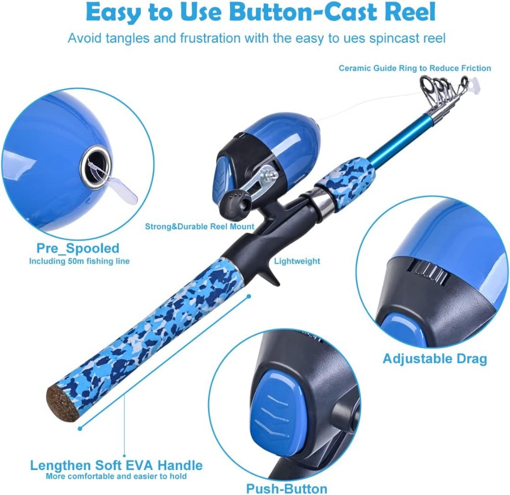 Kids Fishing Pole Set with Ful - Spincast Reel avis et prix