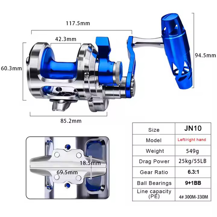 All Metal 9+1BB CNC Fishing Re - Trolling Reel avis et prix